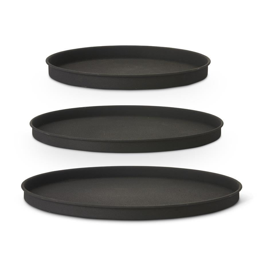 Black Matte Round Metal Tray