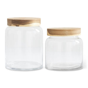 Clear Glass Containers w/Acacia Wood Lids
