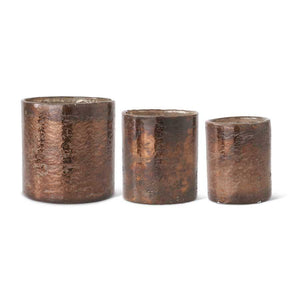 Antique Bronze Matte Glass Cylinder Containers