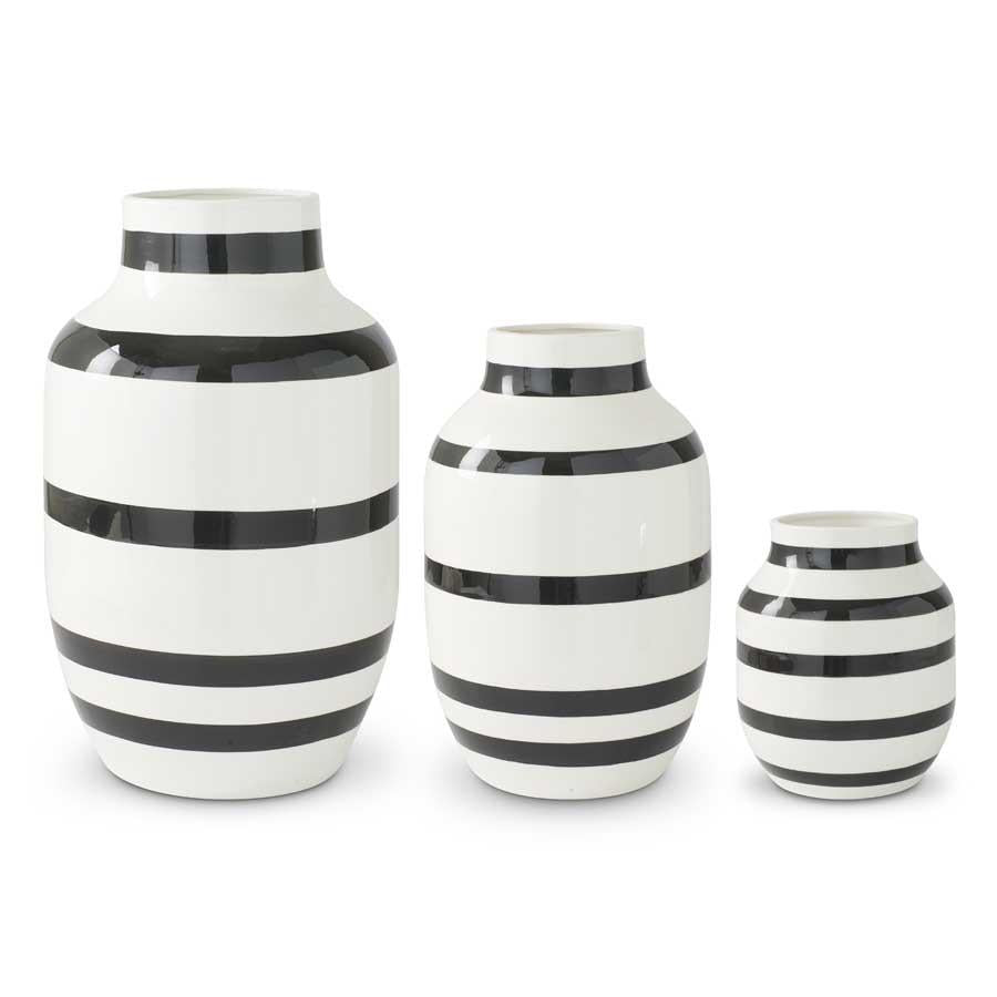 White & Black Striped Ceramic Vase