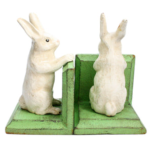 Bunny Bookends  White Cast Iron