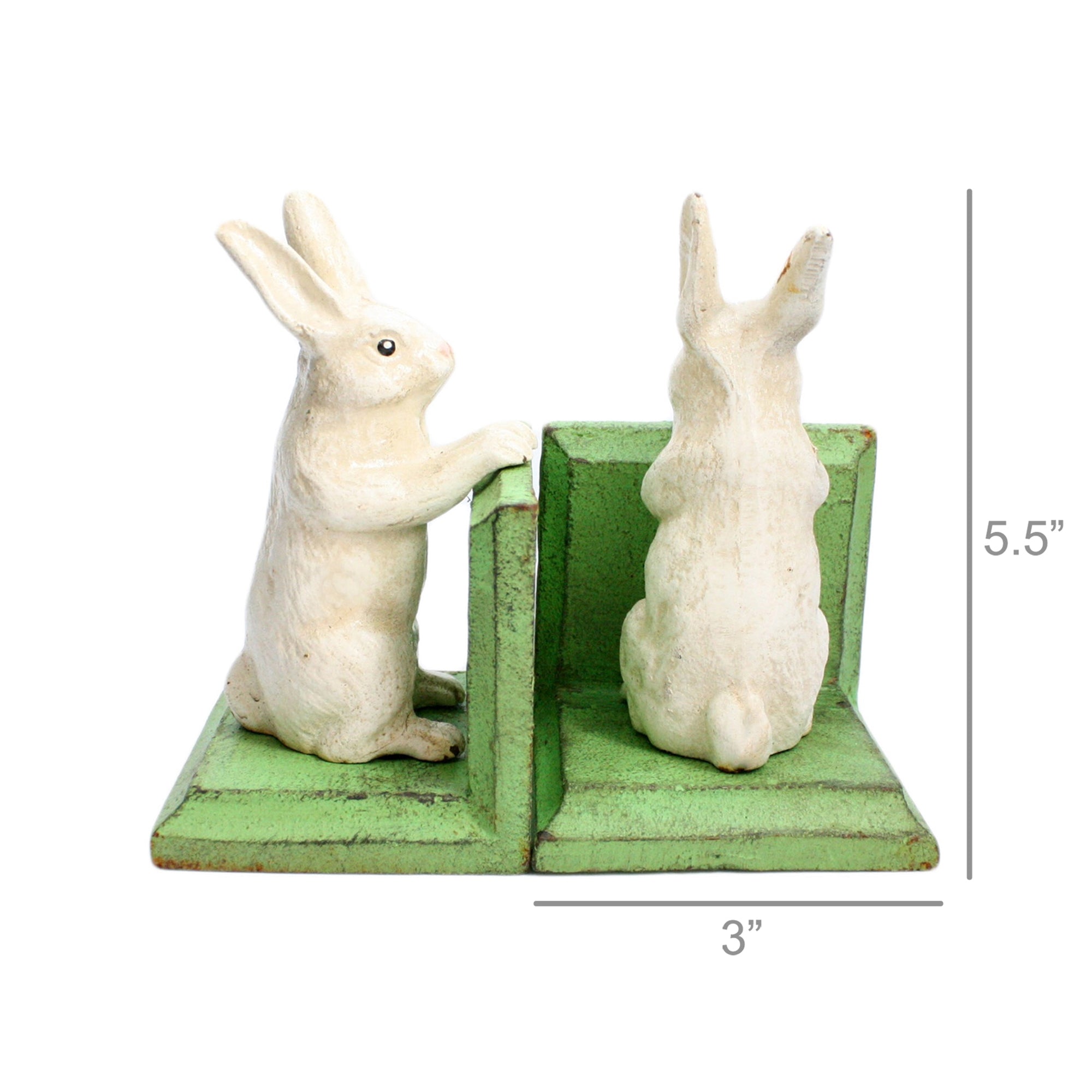 Decorative Bookends Antique Gold Bunny Book Ends, Heavy Duty Cast Iron