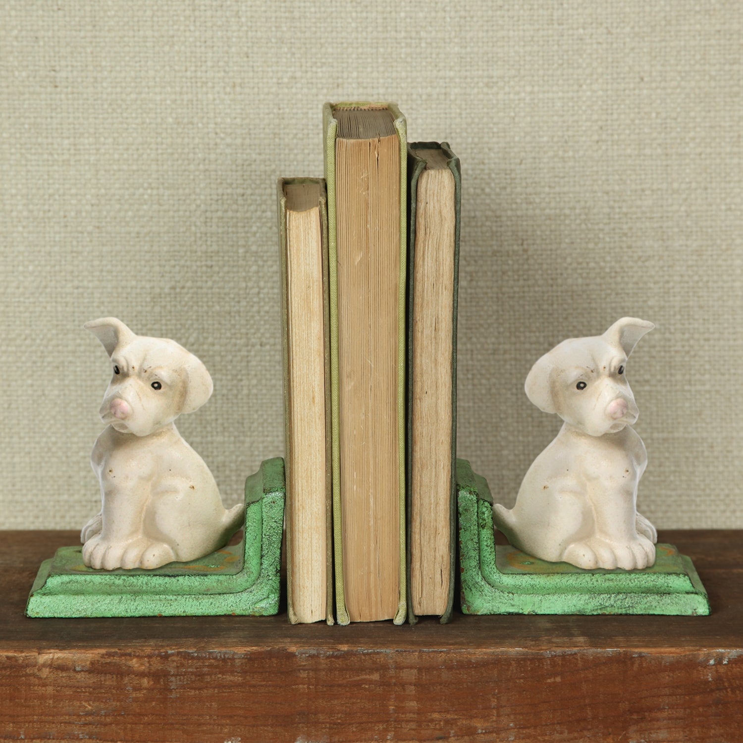 White Puppy Bookends | Cast Iron