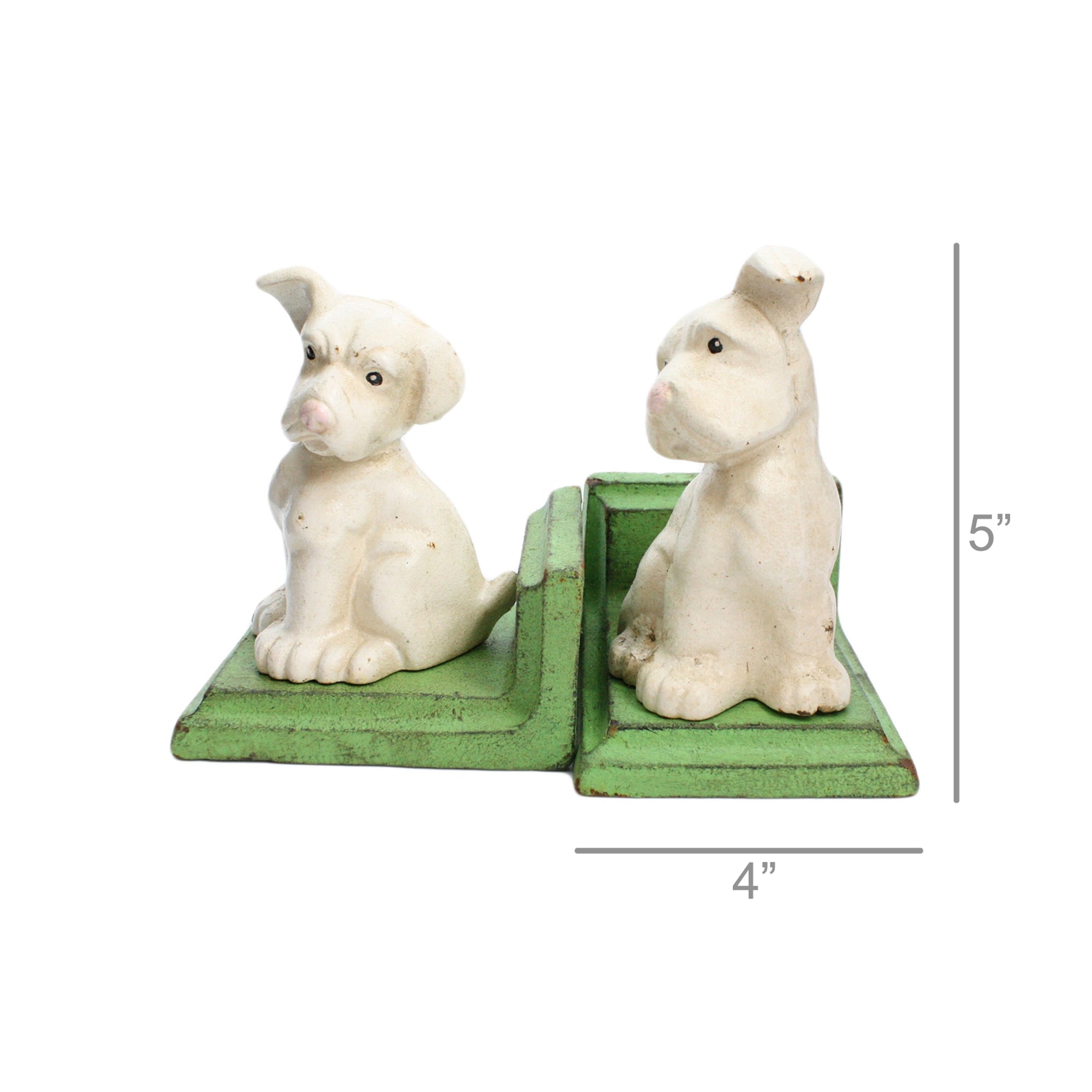 White Puppy Bookends | Cast Iron