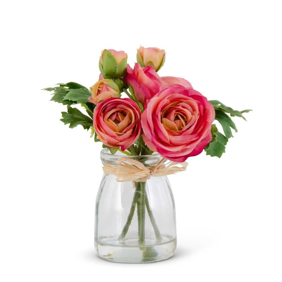 Ranunculus Bouquet in Glass Jar