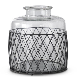 Wire Basket w/Glass Container