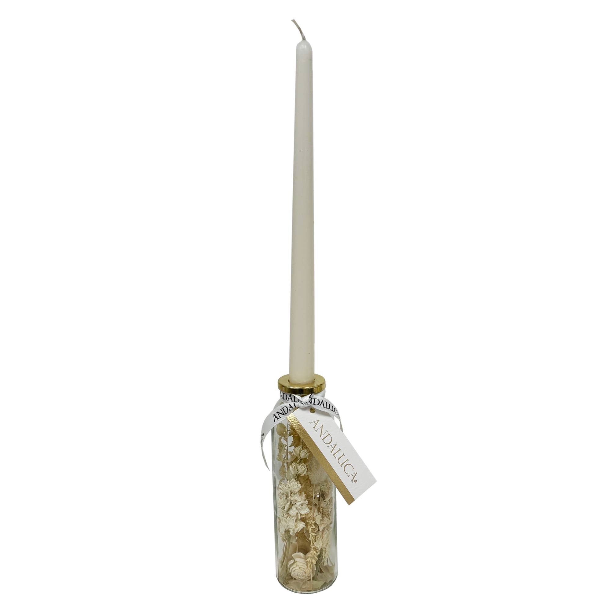 Botanical Taper Candle Holder: Curved Shape | White Blossoms