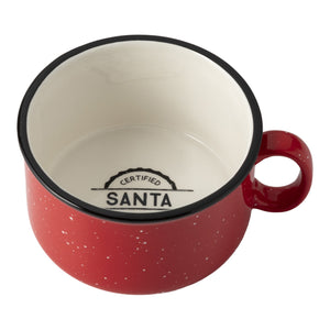 "Santa Certified" Soup Mug - Red Speckled