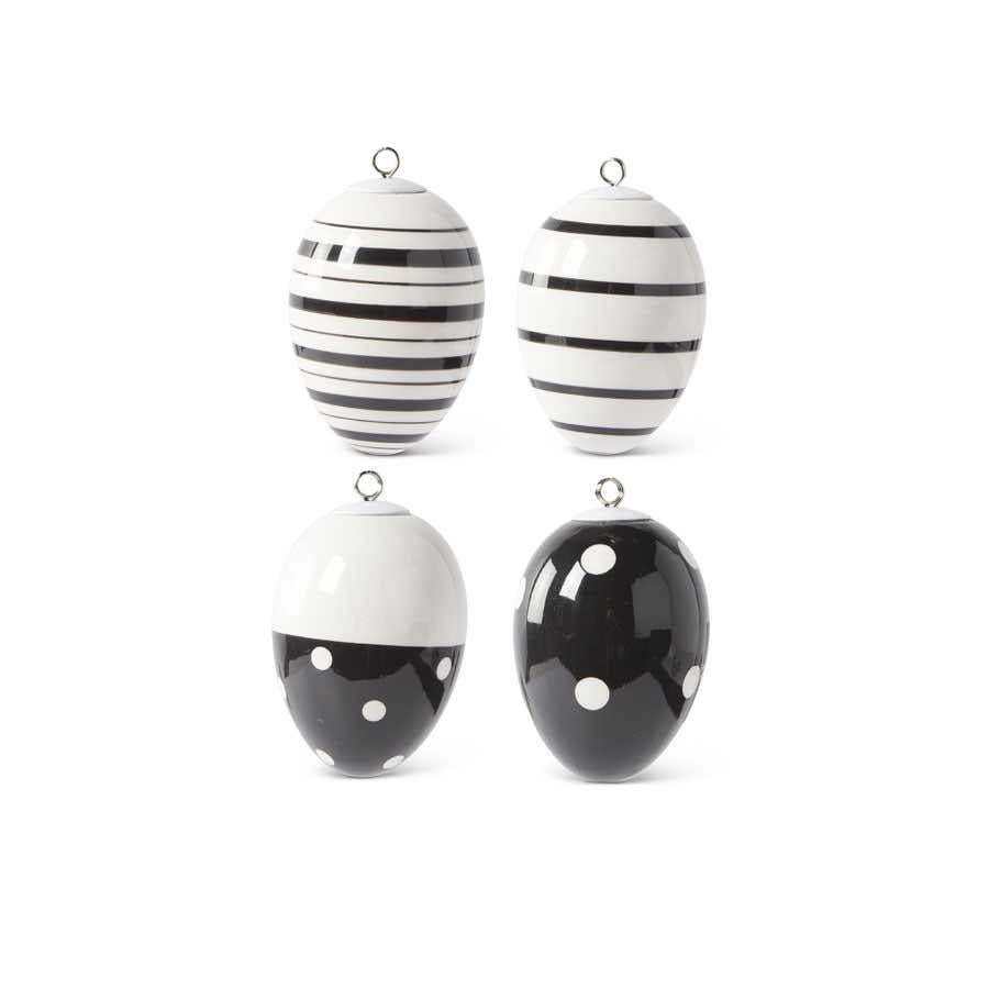 Black & White Ceramic Egg Ornaments