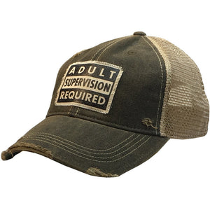 "Adult Supervision Required" Distressed Trucker Cap