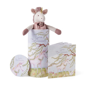 Luna Unicorn Baby Knit Toy & Book Set w/Gift Packaging