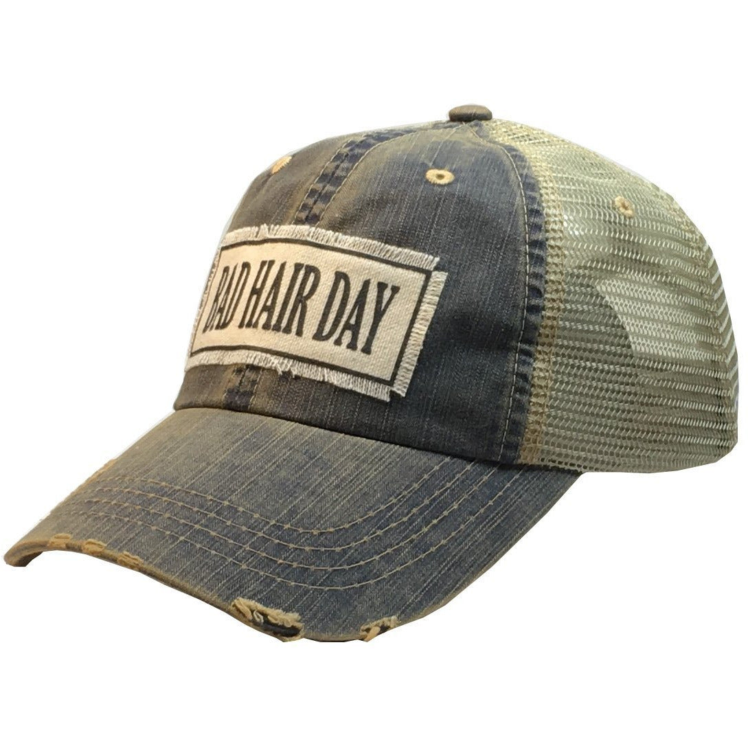 "Bad Hair Day" Distressed Trucker Cap