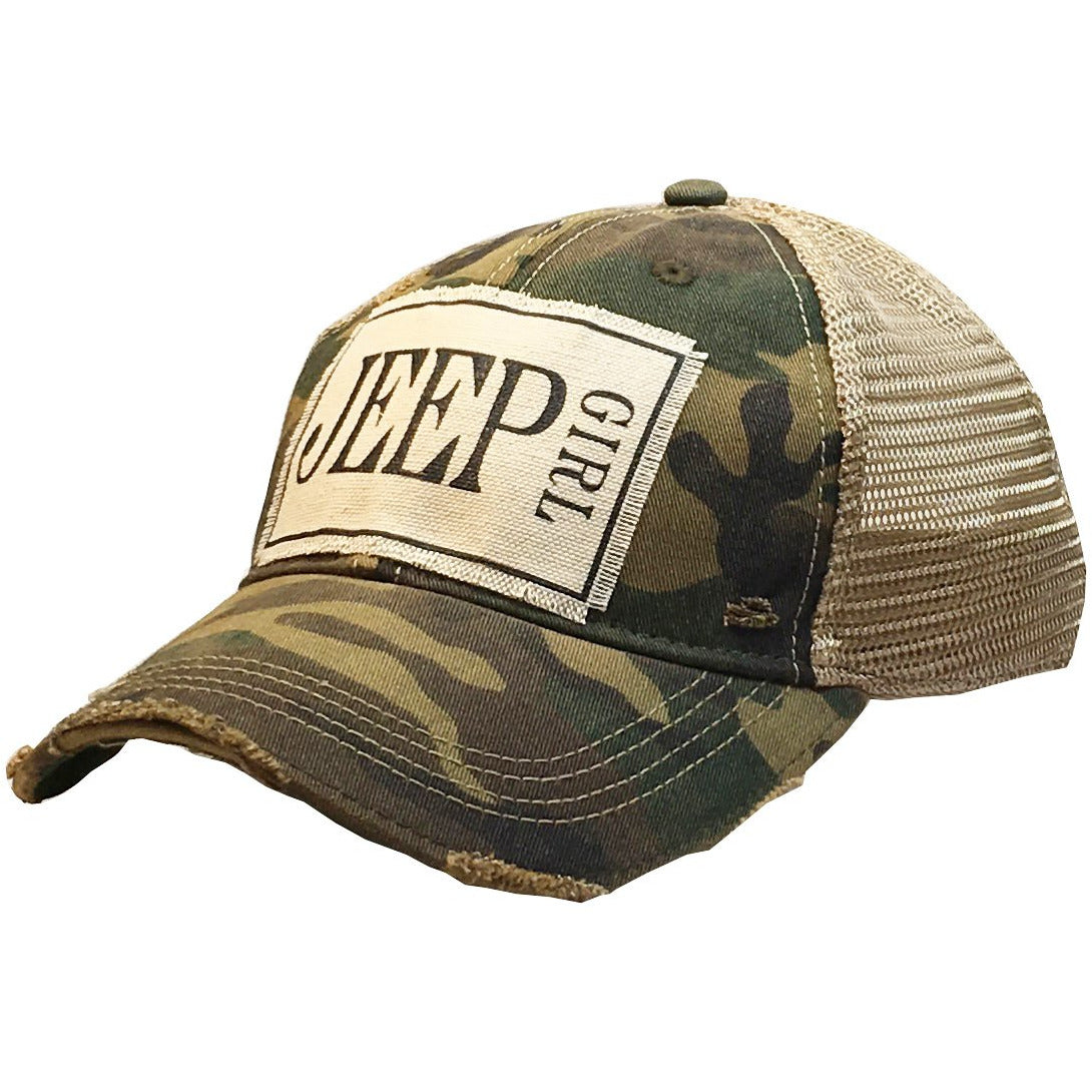 "Jeep Girl" Distressed Trucker Cap