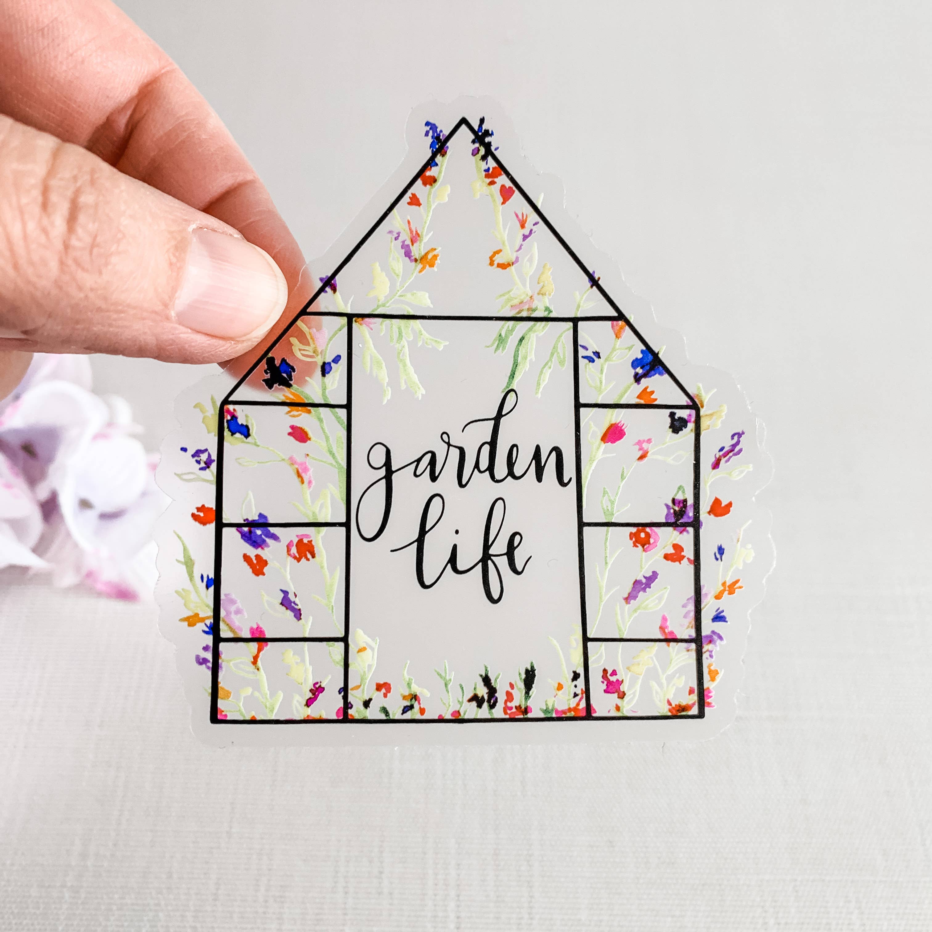 Garden Life Greenhouse Floral Sticker Decal | CLEAR