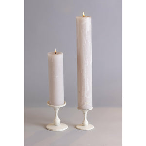 Antique White Cast Iron Pillar Candle Holder