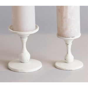 Antique White Cast Iron Pillar Candle Holder