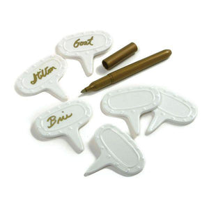 Procelain Cheese Marker Set w/Gold Pen