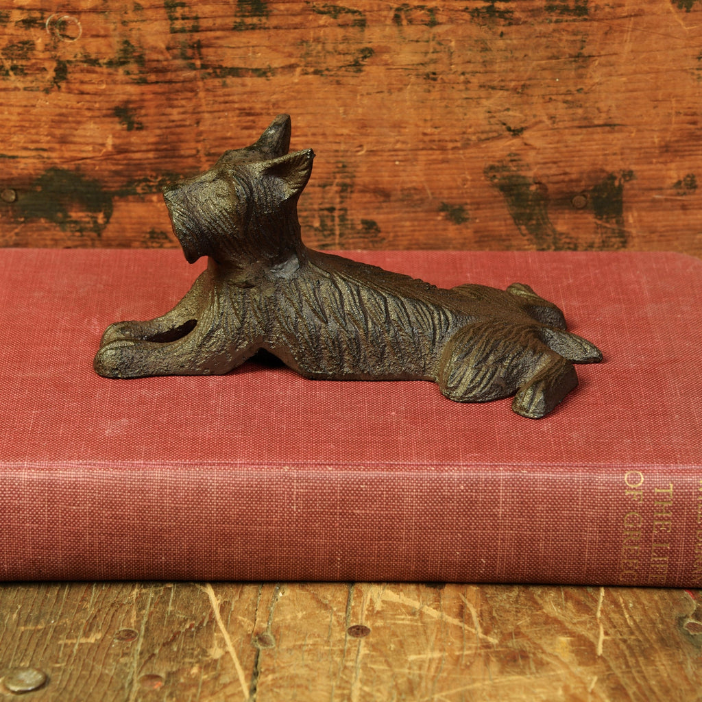 Antique Brown Cast Iron Dog Door Wedge
