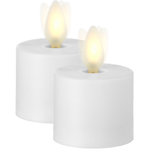 S/2 Moving Flame Tealight Candles | White