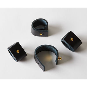 S/4 Leather Napkin Rings | Black