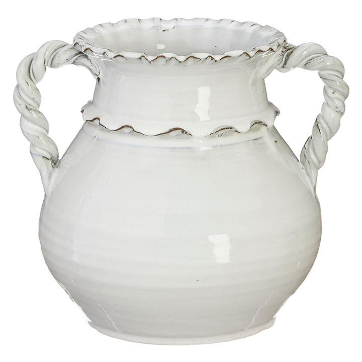 White Terracotta Handled Vase