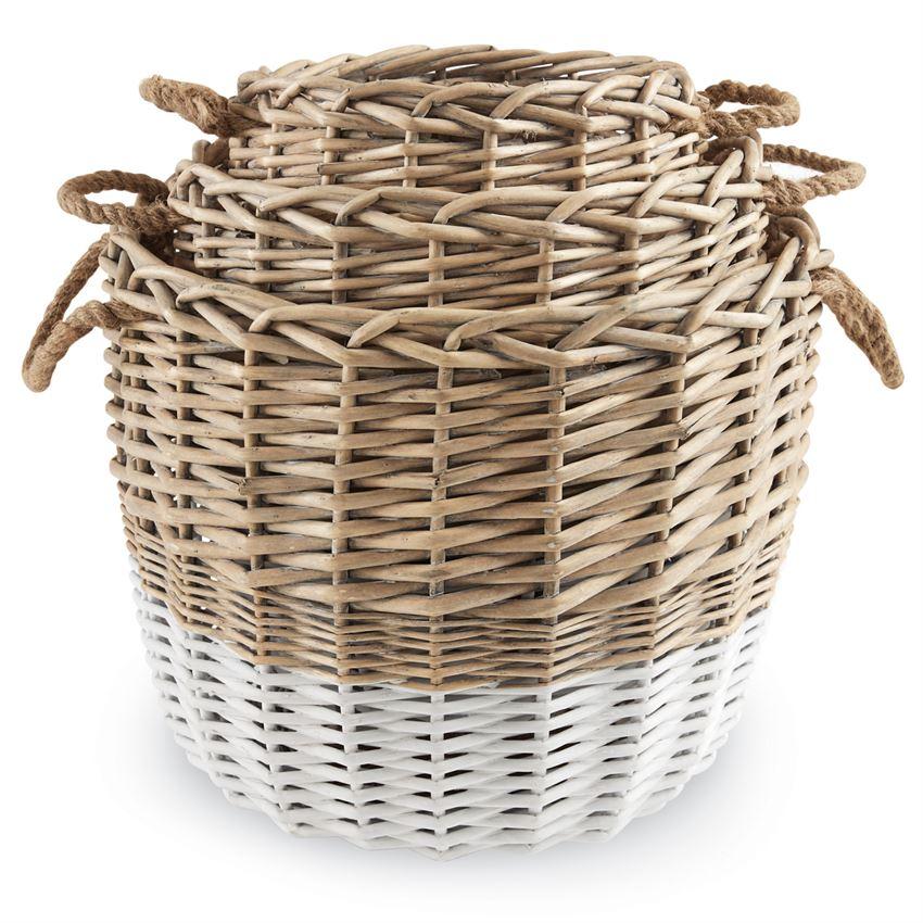 Dual Tone Wicker Basket
