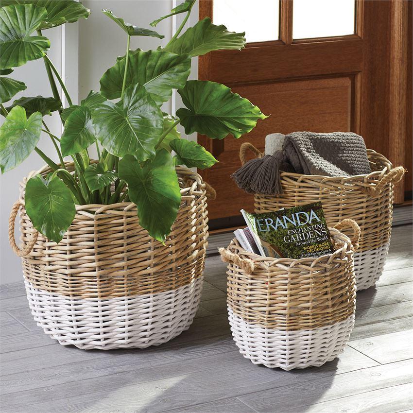 Dual Tone Wicker Basket