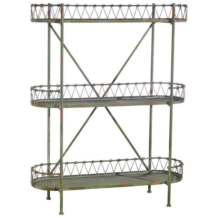 Distressed Green Shelving Unit