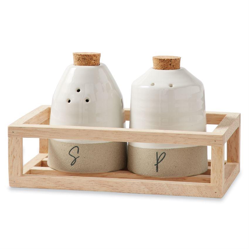 White Debossed Salt and Pepper Shaker Set