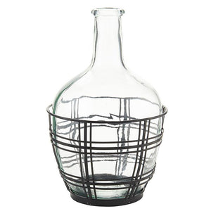 Glass Jar w/Metal Vase