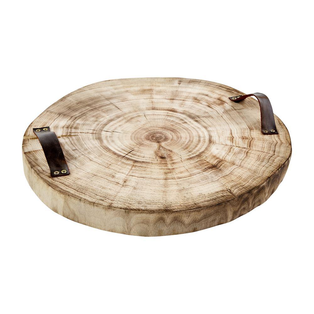 Wood Slice Tray w/Handles