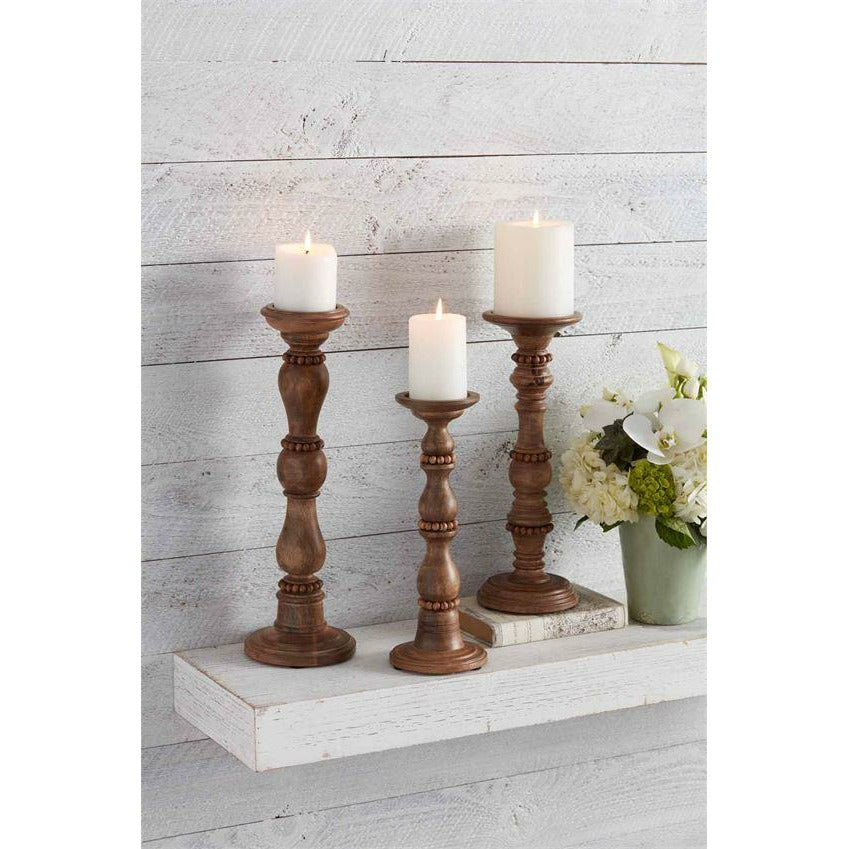 Beaded Wood Candlesticks