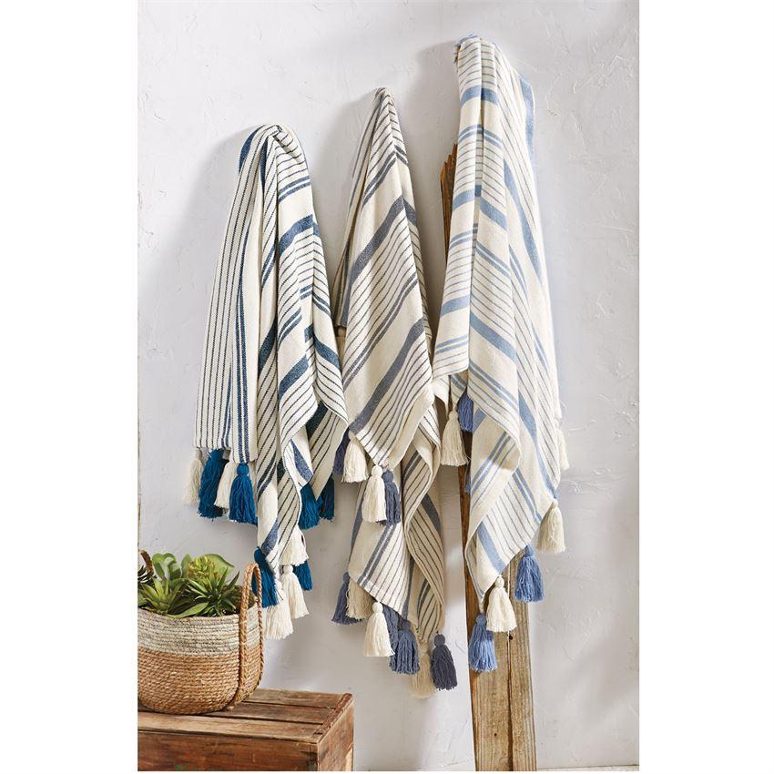 Woven Stripe Tassel Throws