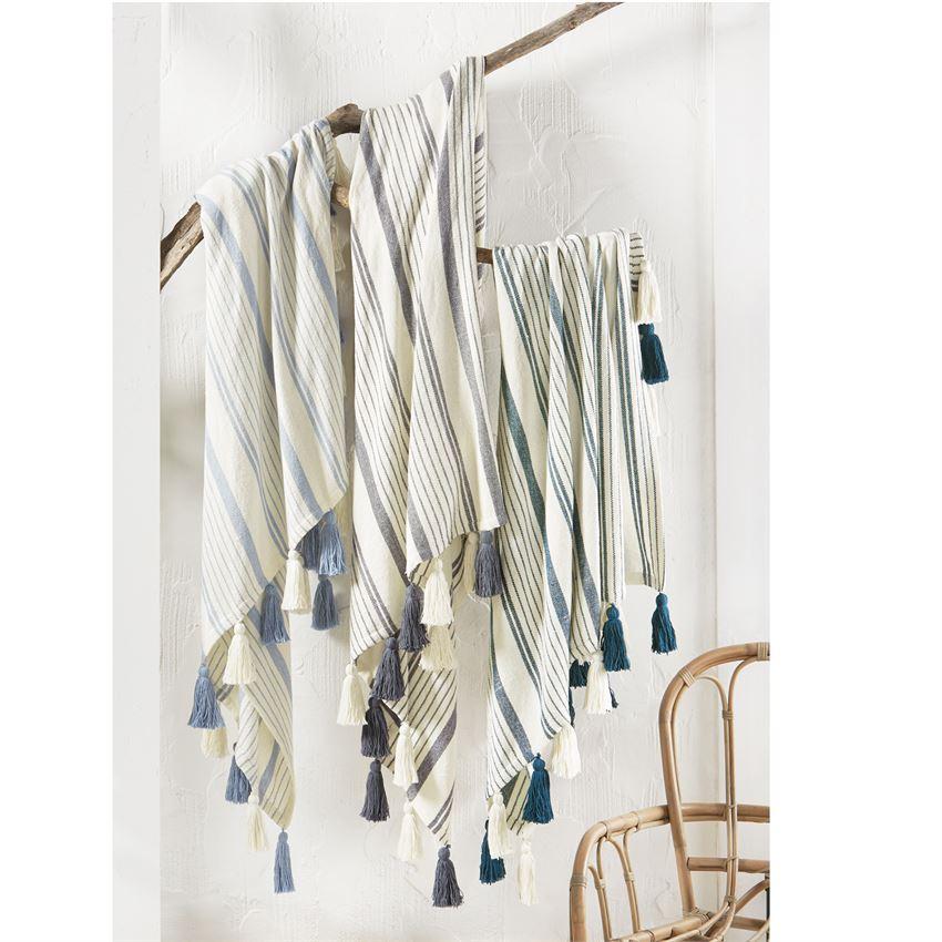 Woven Stripe Tassel Throws