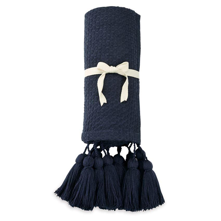 Basketweave Throw | Navy