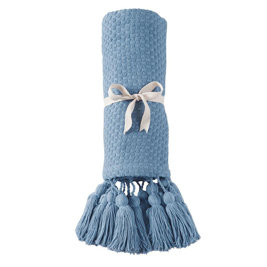 Basketweave Throw | Blue