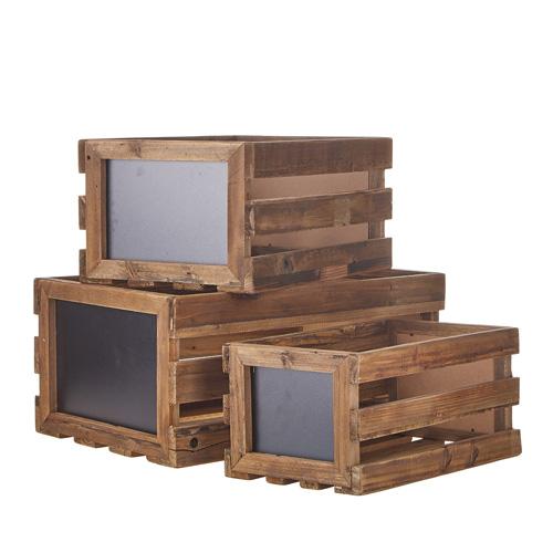 Wooden Nesting Crate w/Chalkboard Detail