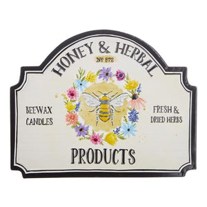 Honey & Herbal Embossed Metal Wall Art Sign