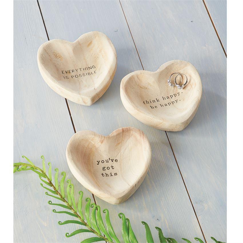 Wood Heart Trinket Trays