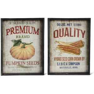 Distressed Black Framed Harvest Vintage Seed Signs