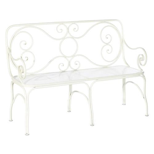 White Vintage Style Iron Bench