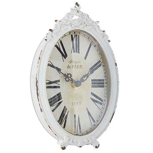 White Distressed Vintage Clock