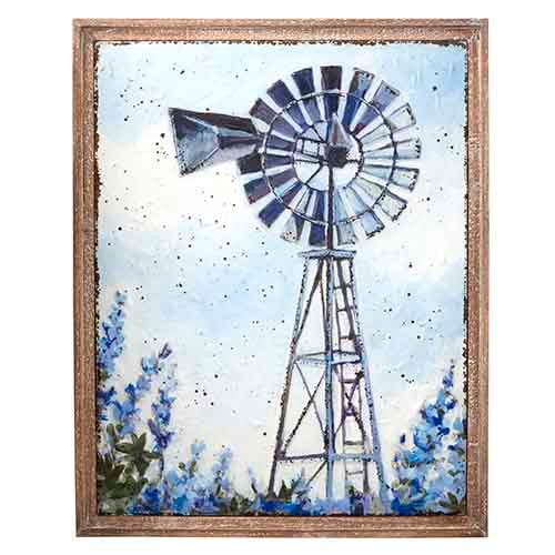 Windmill Embossed Metal Framed Wall Art