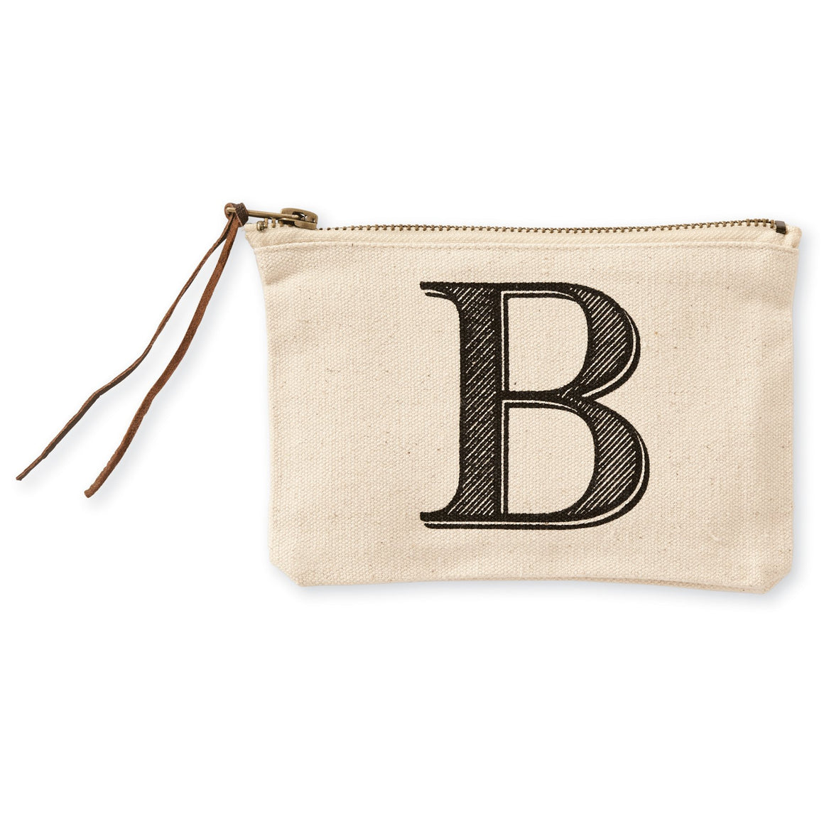 "B" Initial Canvas Cosmetic Pouch