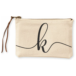 "k" Initial Canvas Cosmetic Pouches