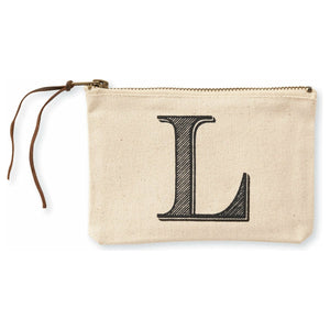 "L" Initial Canvas Cosmetic Pouches