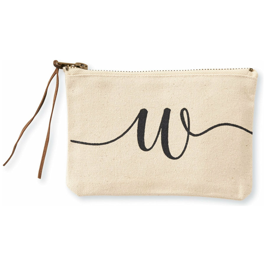 "w" Initial Canvas Cosmetic Pouches