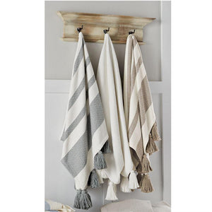 Gray Woven Tassel Throw Blanket