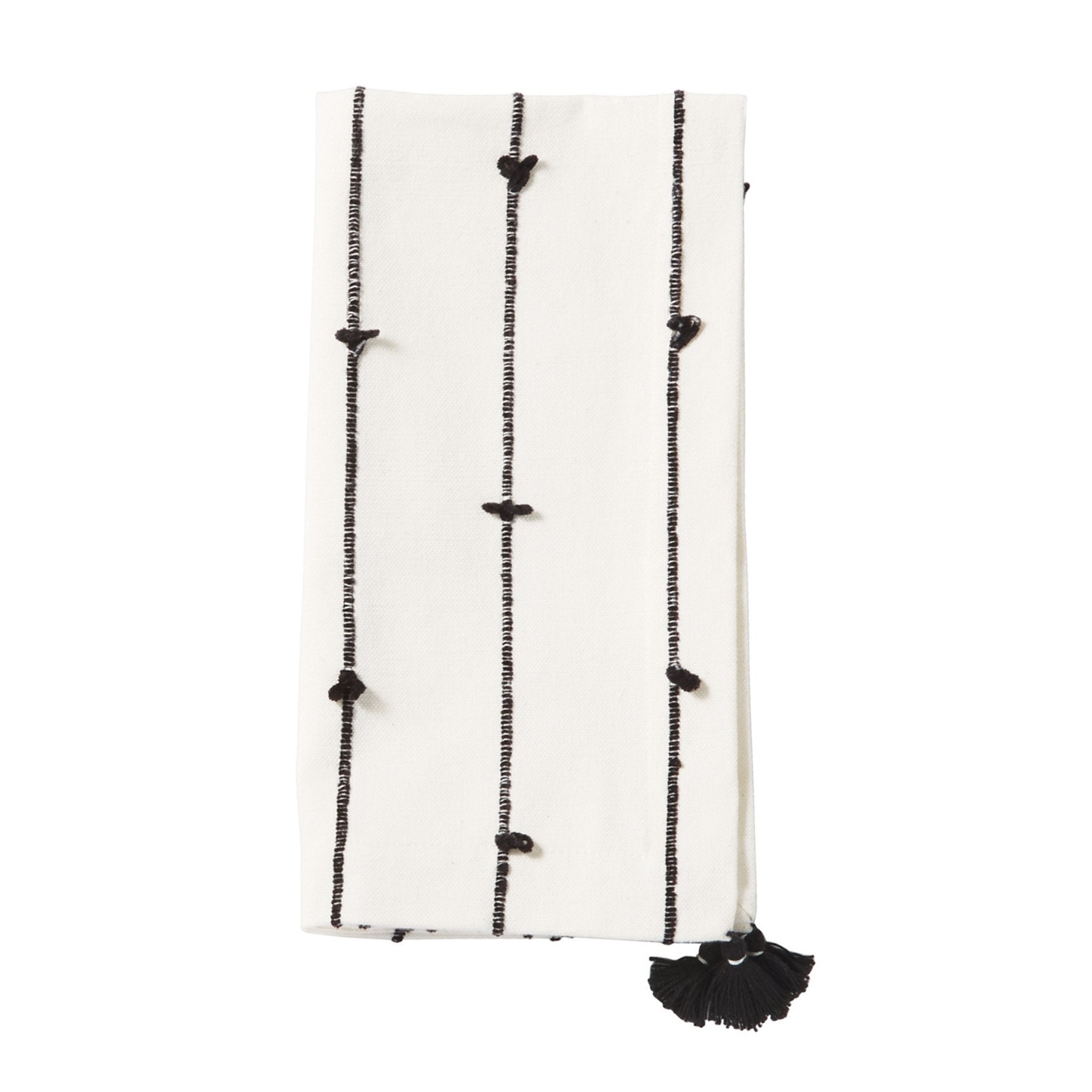 Black & White Tassel Dinner Napkins - Loops