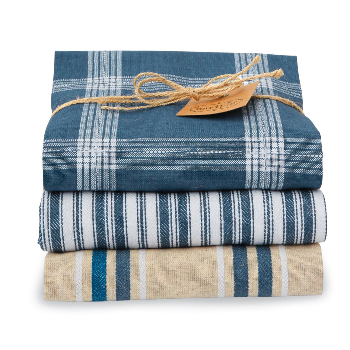 Blue Striped Dish Towel Set